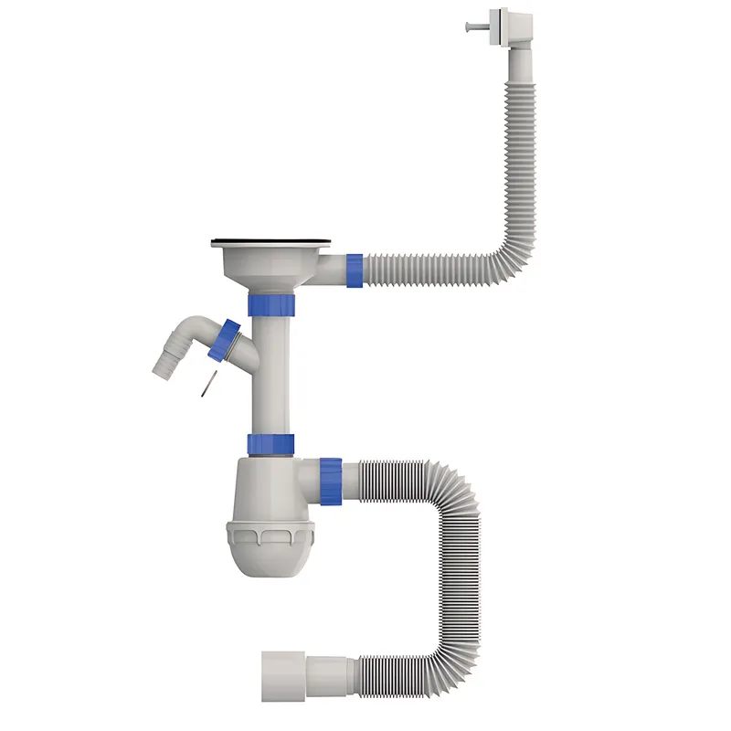 Сифон для кухни Mixxus SK-05-WH 3 1/2"x40 с отводом для стиральной машины, прямоугольный перелив.