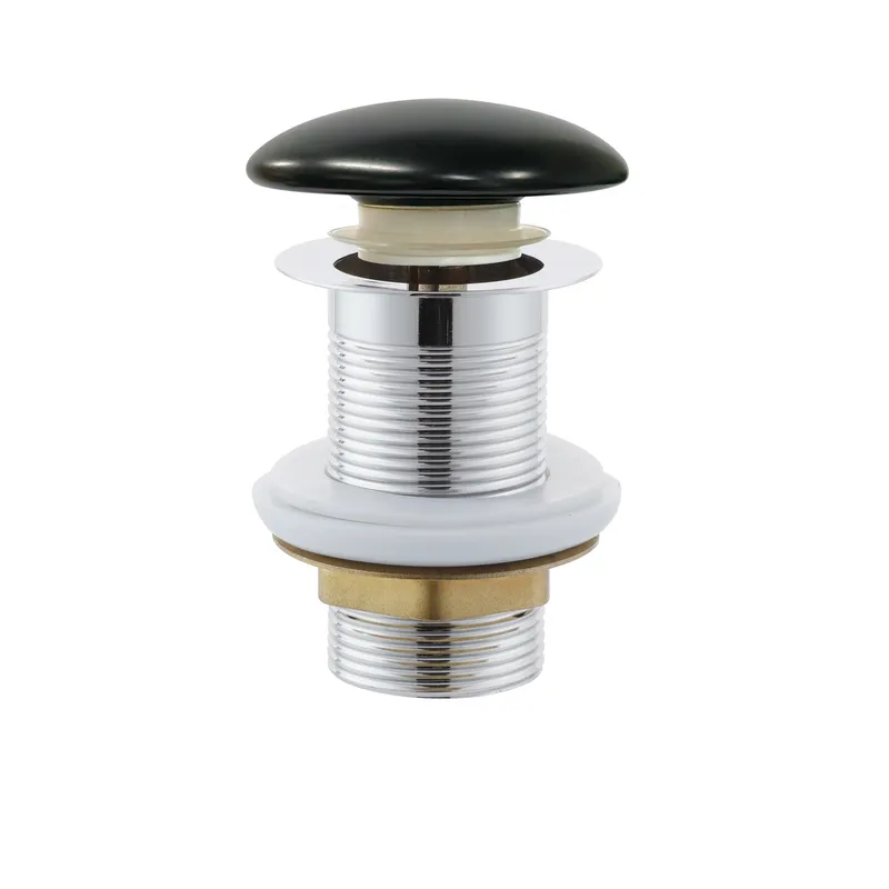 Донний клапан для раковини Mixxus POP-UP-09 BLACK 1 1/4'' СLICK-СLACK автоматичний, чорна керамічна накладка  