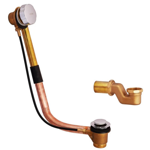 Сифон для ванни Koer BD-02-01 1 1/2'' без ревізії, напівавтоматичний з переливом, хром 