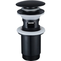 Донний клапан для раковини Zerix BV-01 BLACK 1 1/4'' СLICK-СLACK з переливом, автоматичний, чорний 