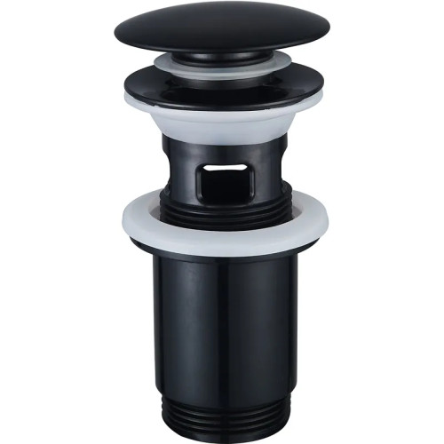 Донний клапан для раковини Zerix BV-01 BLACK 1 1/4'' СLICK-СLACK з переливом, автоматичний, чорний 