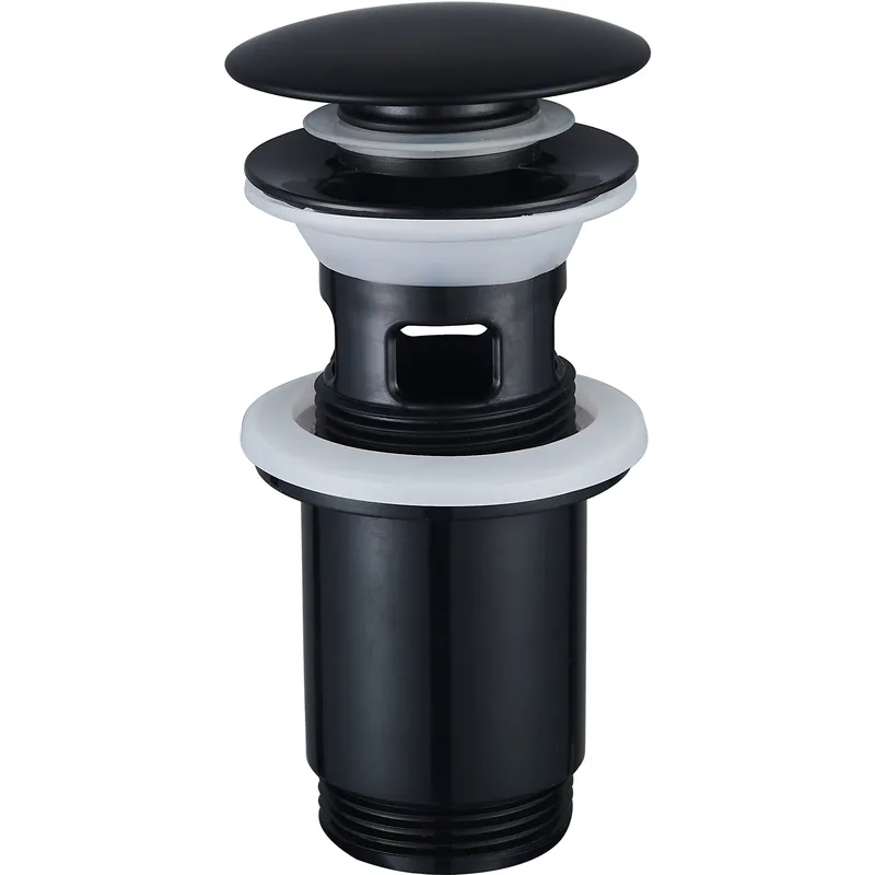 Донний клапан для раковини Zerix BV-01 BLACK 1 1/4'' СLICK-СLACK з переливом, автоматичний, чорний 