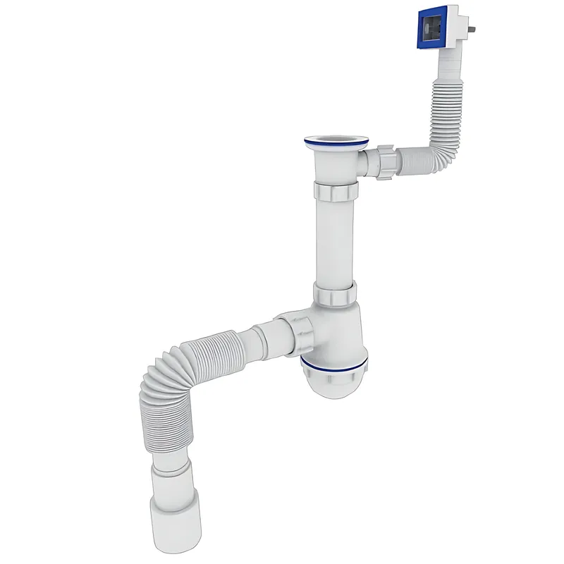 Сифон для кухні Zerix SK-04-А 1 1/2"x40 з різьбовим випуском та прямим переливом 