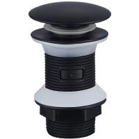 Донный клапан для раковины Zerix BV-02 BLACK 1 1/4''СLICK-СLACK без перелива, автоматический, черный