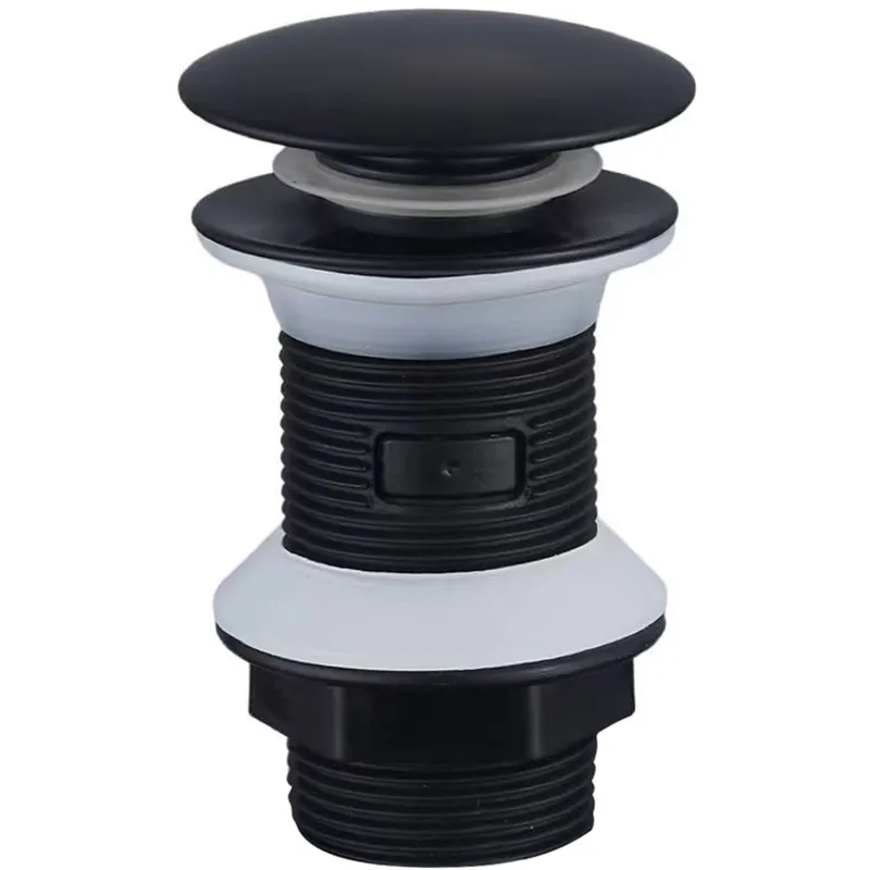 Донный клапан для раковины Zerix BV-02 BLACK 1 1/4''СLICK-СLACK без перелива, автоматический, черный