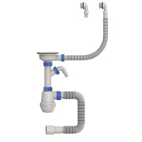 Сифон для кухні Mixxus SK-06-WH 3 1/2"x40 з відведенням для пральної машини, круглим переливом 