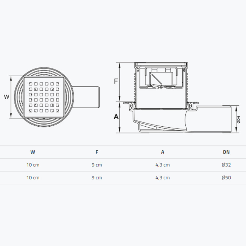 Душовий трап TILLO TM421 100*100 мм 