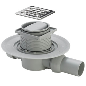 Душевой трап VIEGA 583217 ⌀50, 100*100мм, решетка нержавеющая сталь, с сухим затвором, горизонтальный 