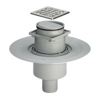 Душовий трап VIEGA 583224 ⌀50,100*100 мм, решітка нержавіюча сталь, з сухим затвором, вертикальний 