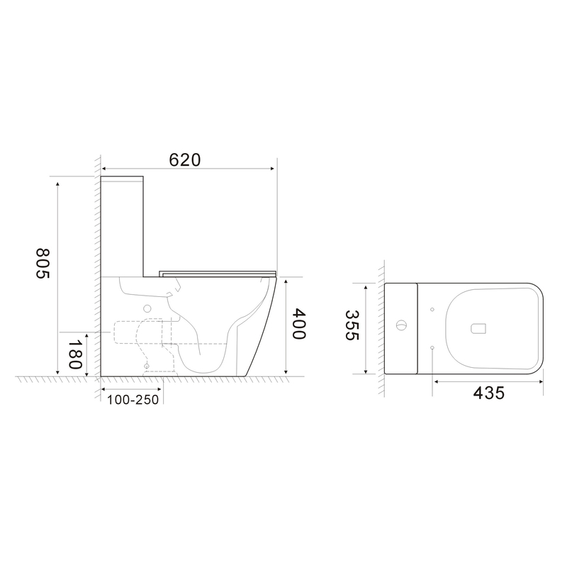 Унитаз Mixxus QUADRO-0404-T1 TORNADO 1.0, 660х360х820mm, компакт