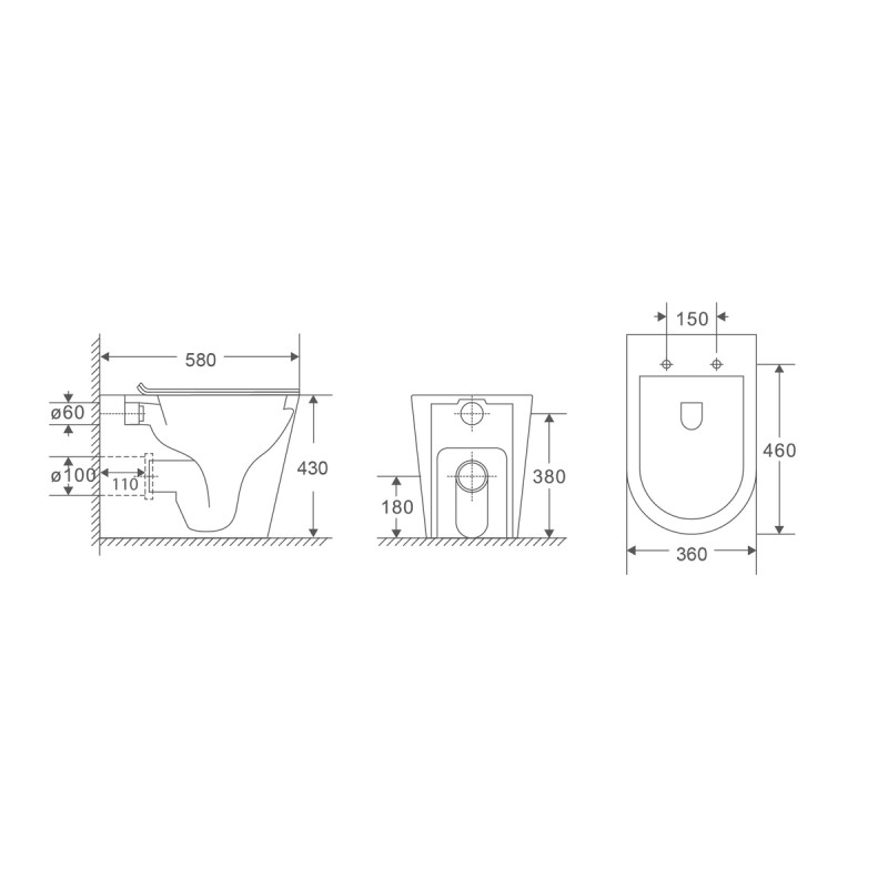 Унитаз MIXXUS PREMIUM BEVEL-0701-T1 TORNADO 1.0, 580х365х430mm, напольный, без бачка