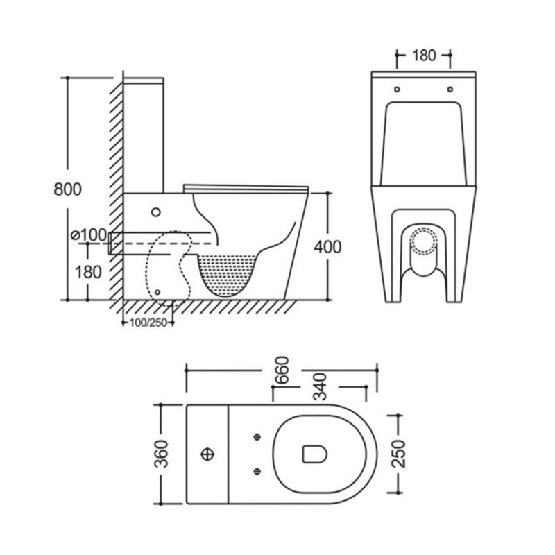 Унитаз Mixxus BEVEL-0404-T3 TORNADO 3.0, 660х360х800mm, компакт