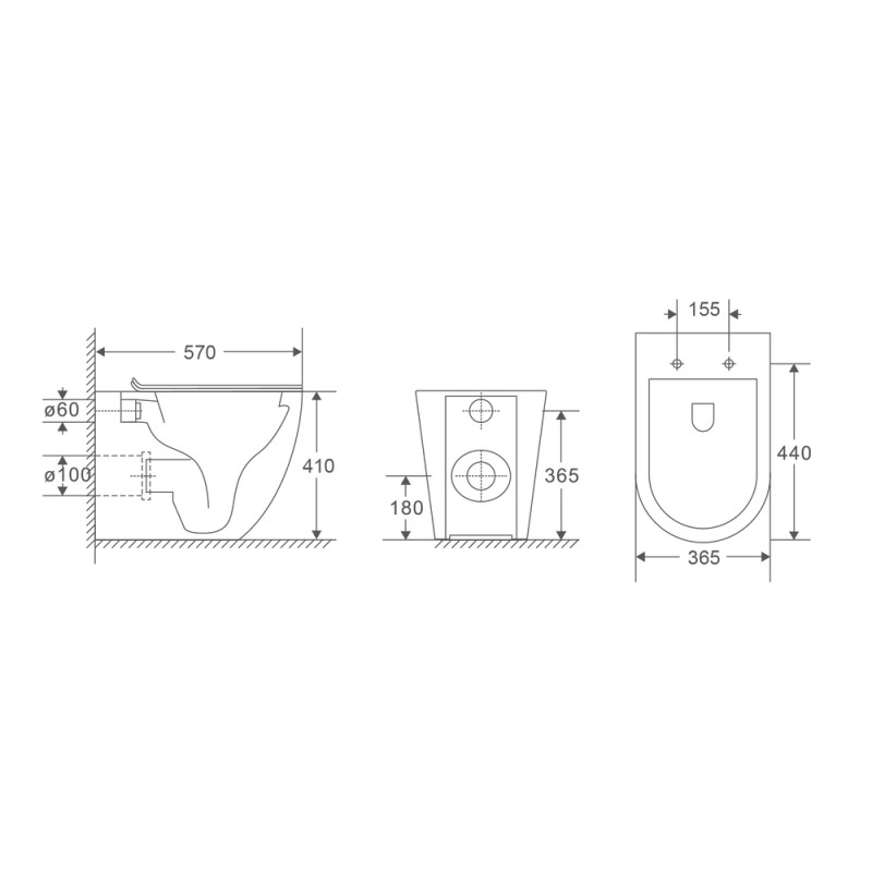 Унитаз Mixxus Premium ELLIPSE-0701-T1 TORNADO 1.0, 570х365х410mm, напольный безбачковый