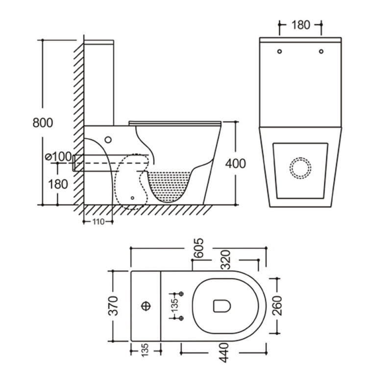 Унитаз Mixxus BEVEL-0405-R RIMLESS, 605х370х800mm, компакт