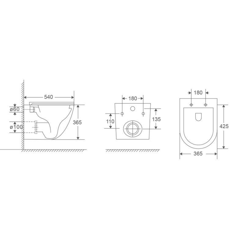 Унитаз Mixxus Premium Ellipse-0304-R Rimless, 540x360x360mm, подвесной