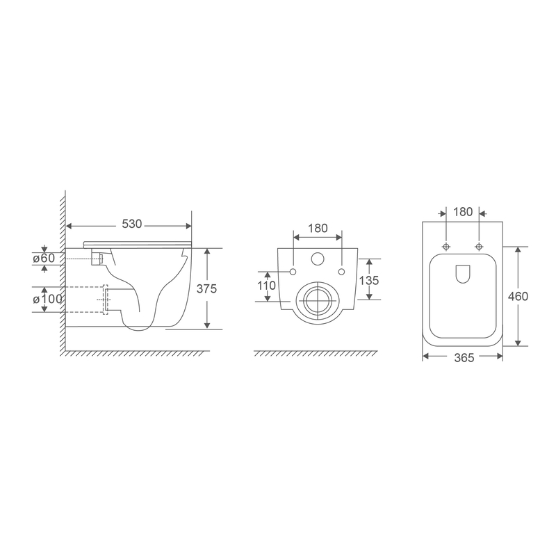 Унитаз Mixxus Premium Diverse-0101-T1 Tornado 1.0, 530x365x373mm, подвесной