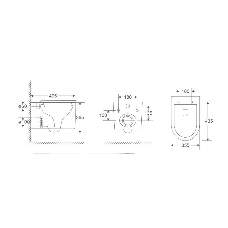 Унитаз Mixxus Premium Topper-0101-T3 Tornado 1.0, 495x355x375mm, подвесной