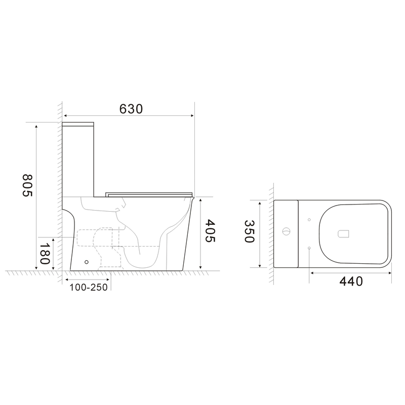 Унитаз Mixxus WAVE-0404-R RIMLESS, 630х350х805mm, компакт
