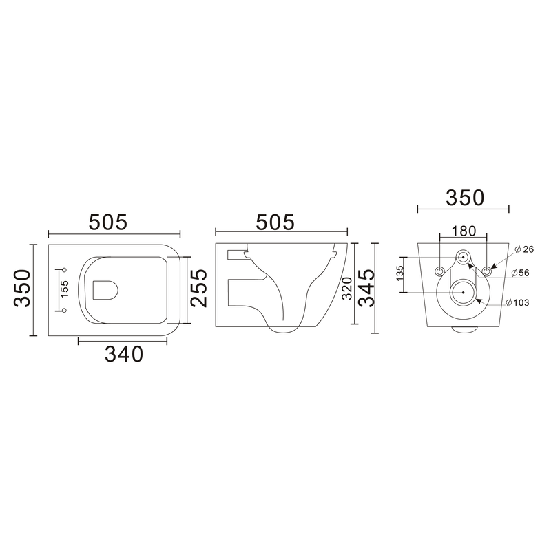 Унітаз Mixxus Premium QUADRO-0305-R GRAY RIMLESS, 510x350x345mm, підвісний 