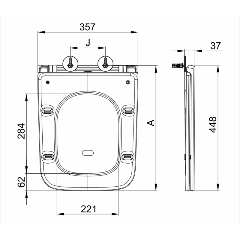 Унитаз Mixxus Quadro-0302-R Black RIMLESS, 530x360x365mm, подвесной