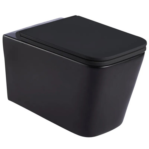 Унитаз Mixxus Quadro-0302-R Black RIMLESS, 530x360x365mm, подвесной