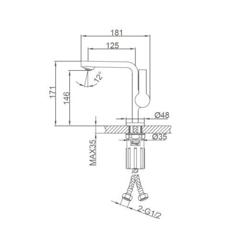 Смеситель для умывальника FRAP F1088-3, литое излияние, латунь, сатин золотой 