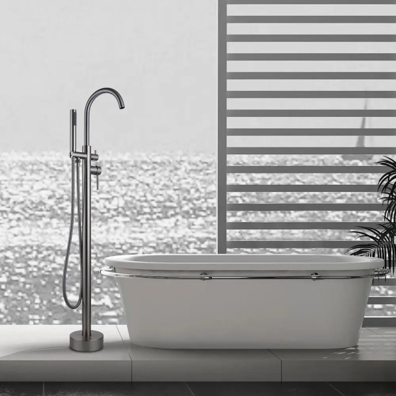 Напольный смеситель для ванны WEZER EKO19A-01 (нержавеющая сталь)