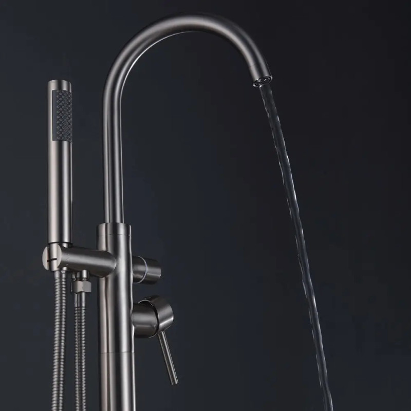 Напольный смеситель для ванны WEZER EKO19A-01 (нержавеющая сталь)