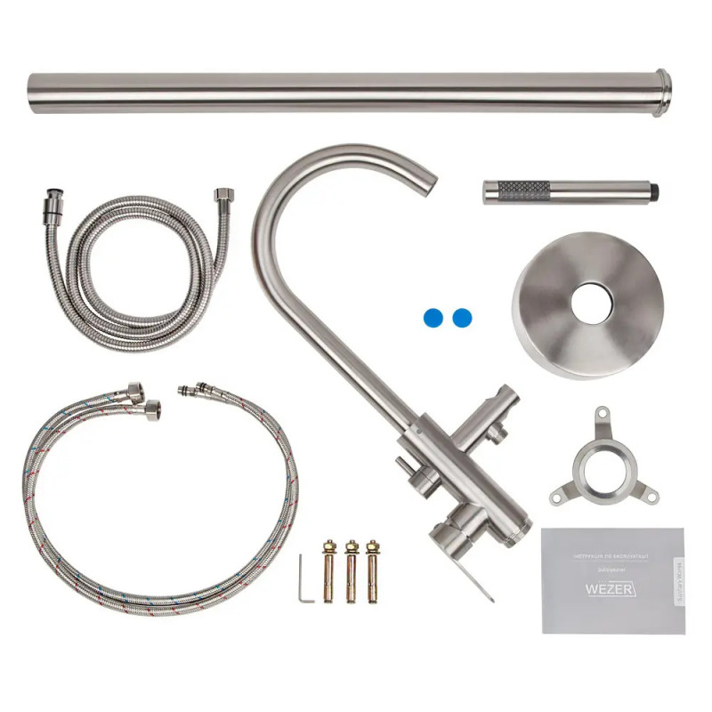 Напольный смеситель для ванны WEZER EKO19A-01 (нержавеющая сталь)