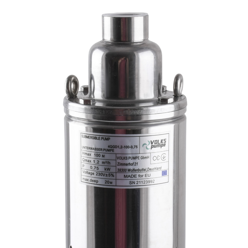 Насос скважинный шнековый VOLKS pumpe 4QGD1,2-100-0,75кВт 4 дюйма +кабель 15м