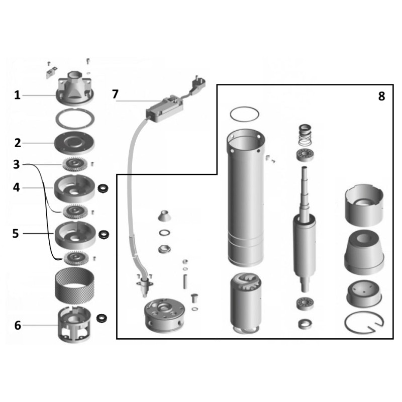 Скважинный насос VOLKS pumpe 3SKm100 0,75 кВт + кабель 15м + пульт