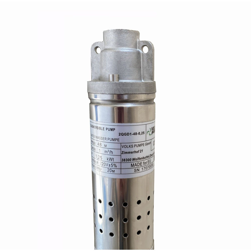 Насос свердловинний шнековий VOLKS pumpe 2QGD 1-48-0,25 кВт  Ø50мм + кабель 15м