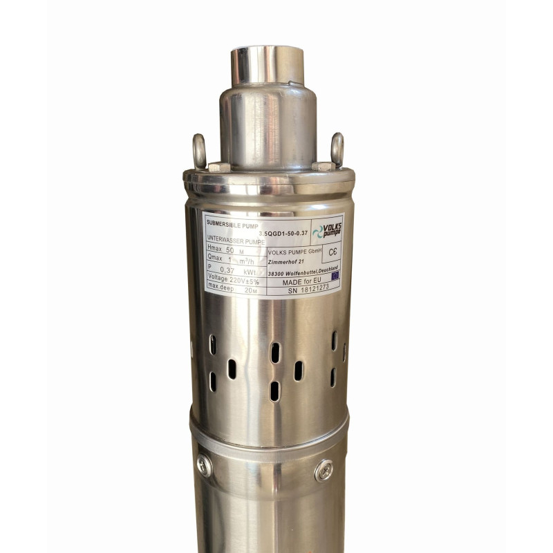 Насос скважинный шнековый VOLKS pumpe 3,5 QGD 1-50-0,37 кВт 3,5 дюйма + кабель 15м