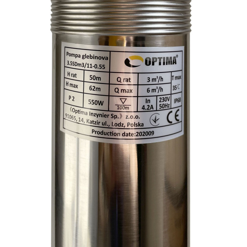 Скважинный насос OPTIMA 3,5SDm3/11 0,55 кВт 62м кабель 1,5м NEW