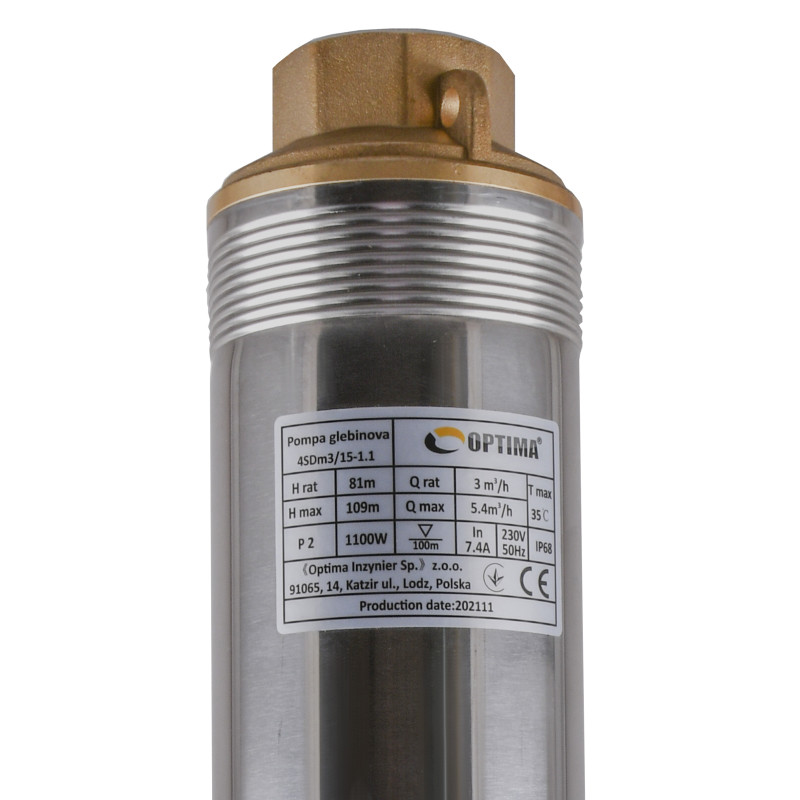 Насос свердловинний OPTIMA 4SDm3/15 1.1 кВт 109м + пульт+кабель 1,5м NEW