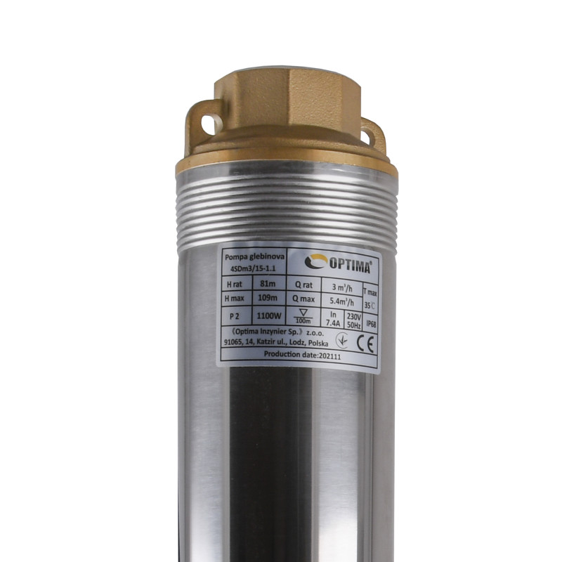 Скважинный насос OPTIMA 4SDm3/15 1.1 кВт 109м + пульт+кабель 60м NEW