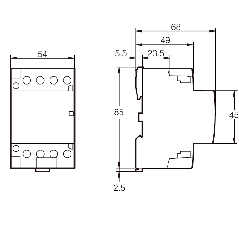 Контактор OCT, 4P, 4NO, 40A, 230В Tervix Pro Line
