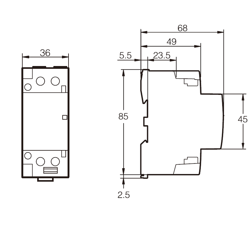 Контактор OCT, 2P, 2NO, 40A, 230В Tervix Pro Line