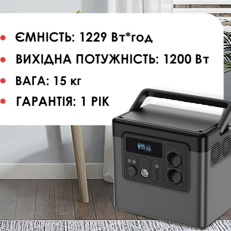 Портативна зарядна станція Yoobao EN1200Q 1200Вт, 1,23кВт*год 