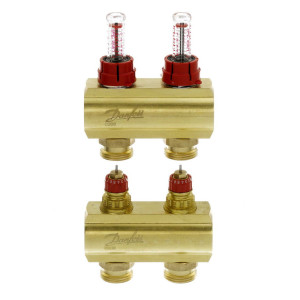 Колектор Danfoss FHF-2F із витратомірами для 2 контурів