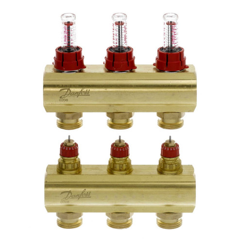 Колектор Danfoss FHF-3F із витратомірами для 3 контурів