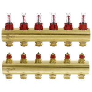 Колектор Danfoss FHF-6F з витратомірами для 6 контурів