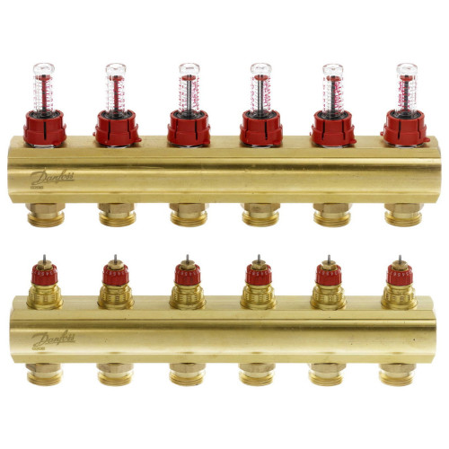 Колектор Danfoss FHF-6F з витратомірами для 6 контурів