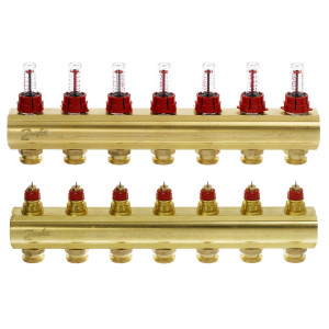 Колектор Danfoss FHF-7F з витратомірами для 7 контурів