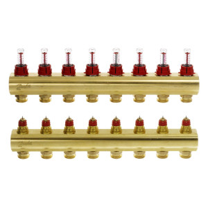 Колектор Danfoss FHF-8F із витратомірами для 8 контурів