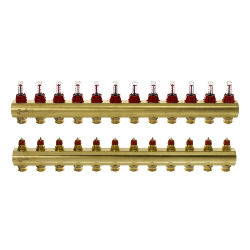 Коллектор Danfoss FHF-12F с расходомерами для 12 контуров