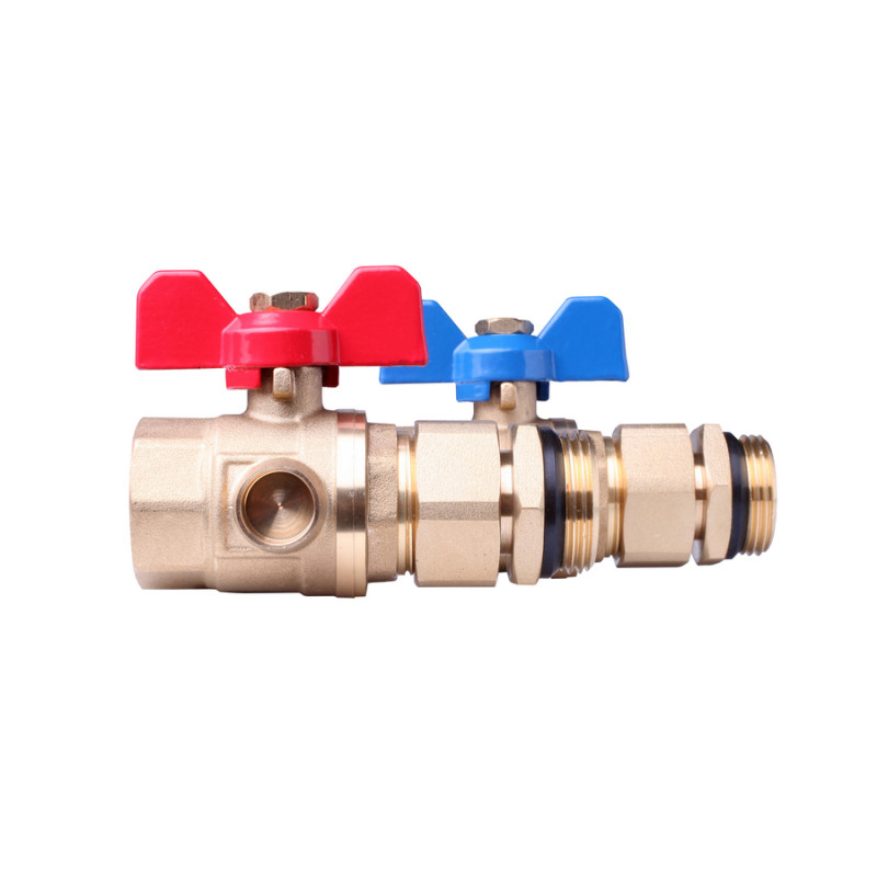 Комплект кульових кранів Danfoss FHF-BV із гніздом для встановлення термометра