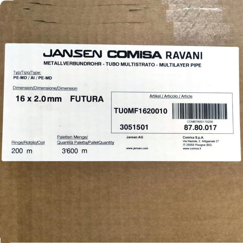 Труба металопласт Comisa 16 x 2 (бухта 500 м) PE-RT/AL FUTURA