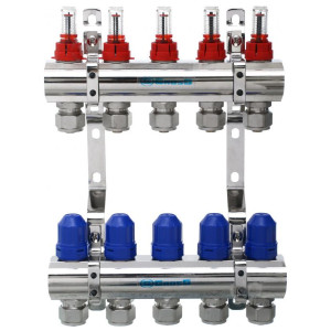 Колектор у зборі Gross (8504) 1"-3/4" - 5 виходів, нікель