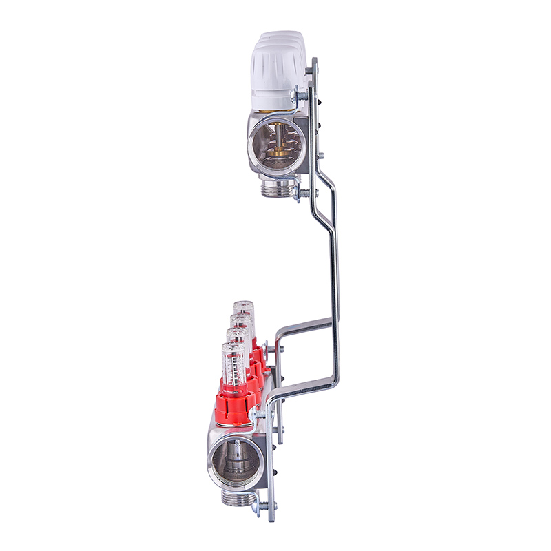 Коллектор на 4 контура Nolf NF.2100-04S 1" с расходомерами, нержавеющая сталь.